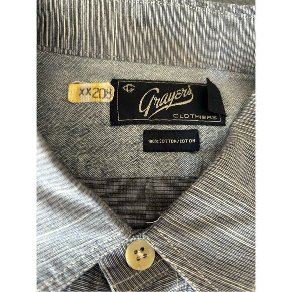 Grayers Men's Blue Gray Cotton Striped Long Sleeves Button Up Shirt Size XL - Picture 2 of 9